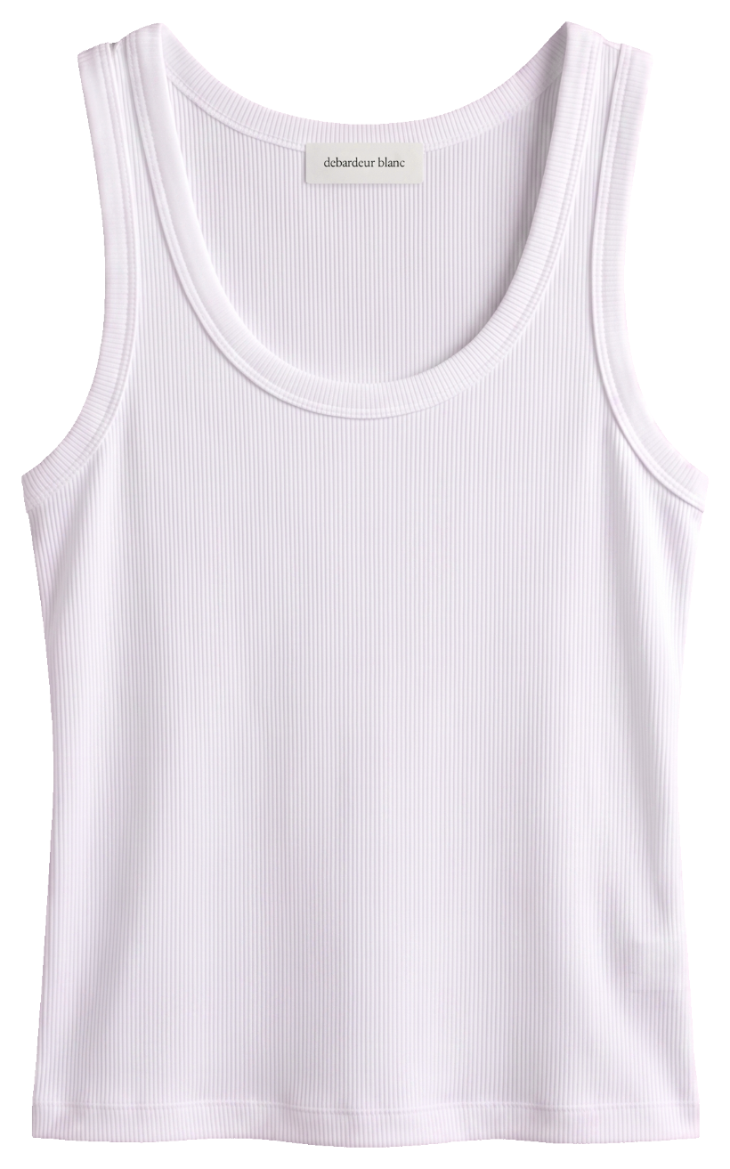 débardeur blanc côtelé, coton premium opaque